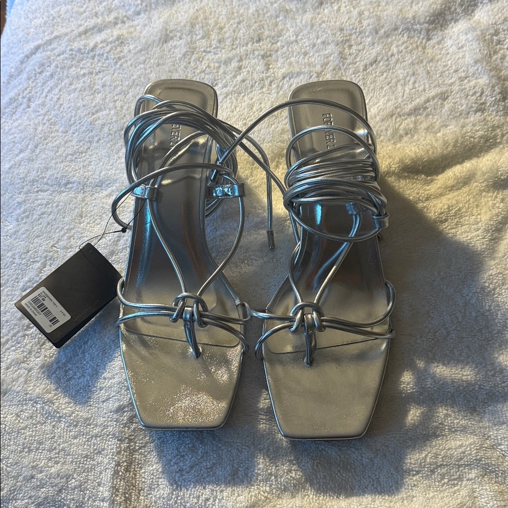 Forever 21 Silver Strappy Heels